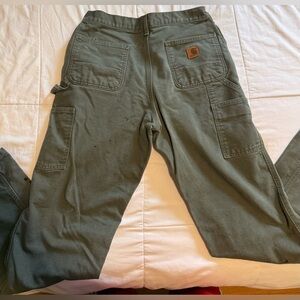 Carhartt Men’s Green Duck Canvas Carpenter Jeans Dungaree Fit Size 30x34